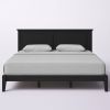 King Traditional Solid Wood Platform Bed Frame with Headboard in Black