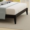 King Traditional Solid Wood Platform Bed Frame with Headboard in Black