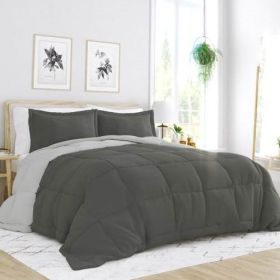 CTwin/Twin XL 2-Piece Microfiber Reversible Comforter Set Grey / Light Grey