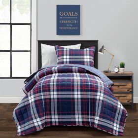 bTwin/XL Farmhouse Plaid 2 Piece Lightweight Reversible Quilt Set
