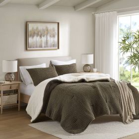 Waffle Knit Chenille Comforter Set Full/Queen