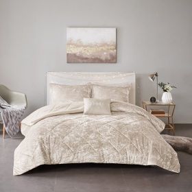 Luxurious crushed velvet comforter set features diamond quilting with Throw Pillow(Full/Queen)