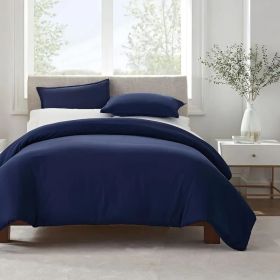 Serta Simply Clean Solid Duvet cover Twin (Color: navy blue, size: Twin)