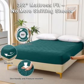 Diamond Grid Ultrasonic Waterproof Mattress Protector (Color: green)